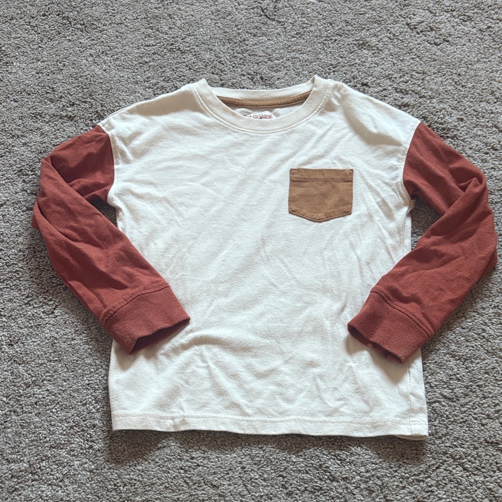 Cat & Jack Cream Shirt with Burnt orange Sleeves